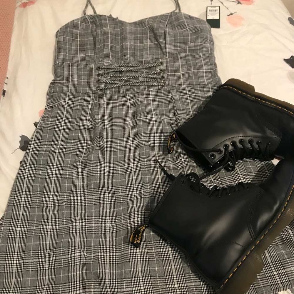 Plaid Black and White Dress
